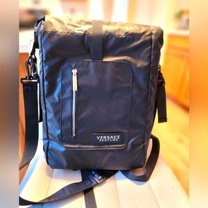 VERSACE Parfums Backpack Black Blue Travel Carryon 14"×18"×4"
